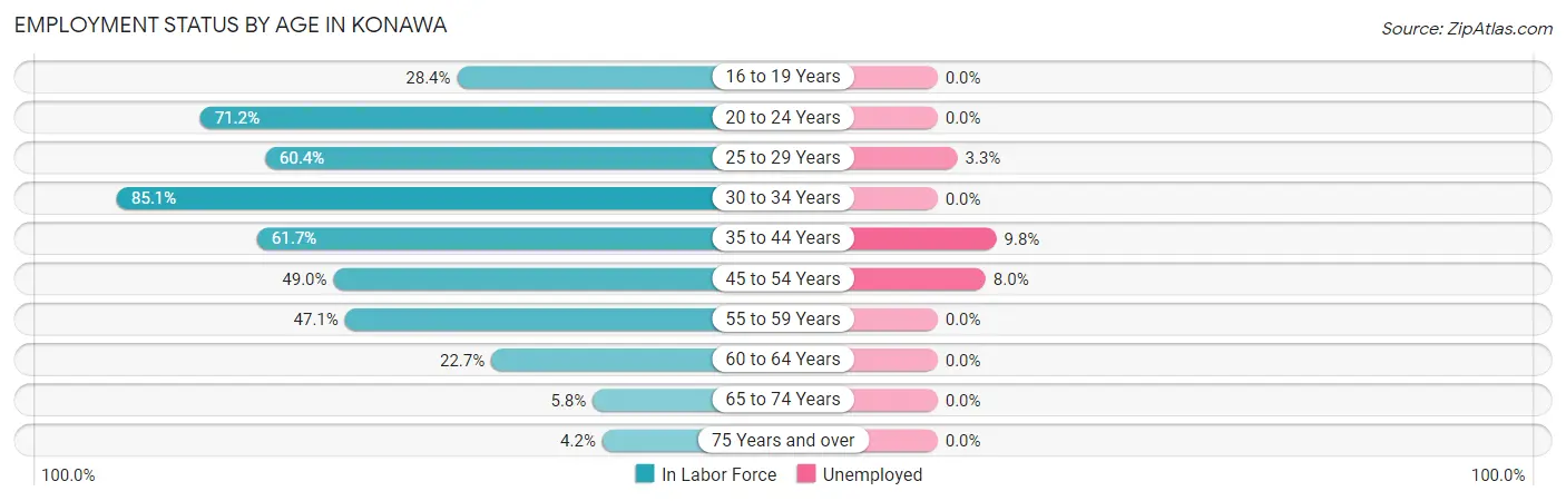Employment Status by Age in Konawa