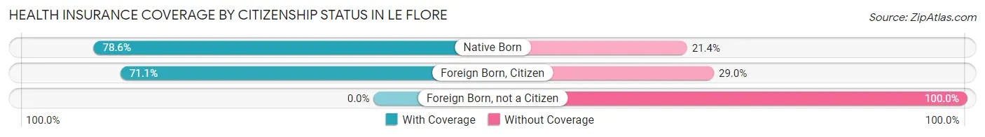 Health Insurance Coverage by Citizenship Status in Le Flore