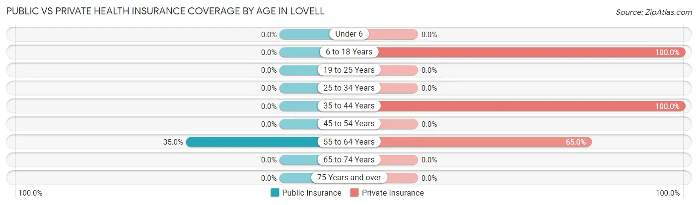 Public vs Private Health Insurance Coverage by Age in Lovell