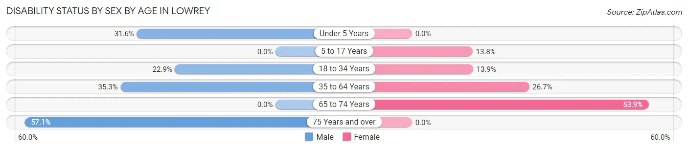 Disability Status by Sex by Age in Lowrey