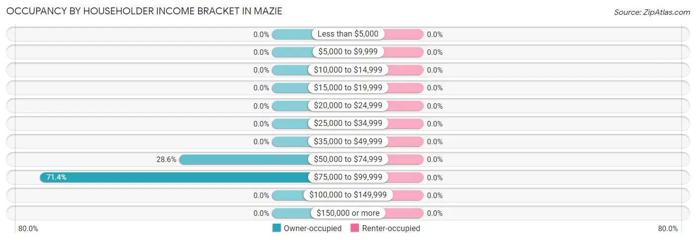 Occupancy by Householder Income Bracket in Mazie