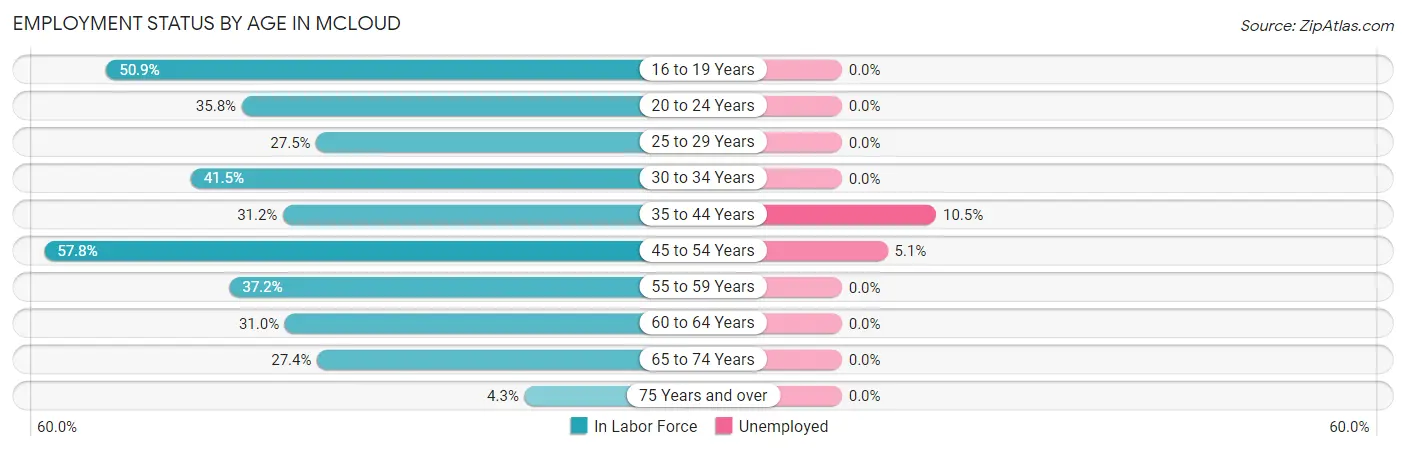 Employment Status by Age in Mcloud