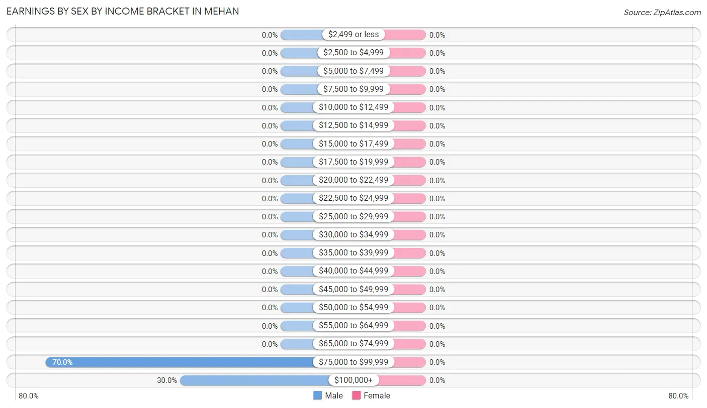 Earnings by Sex by Income Bracket in Mehan