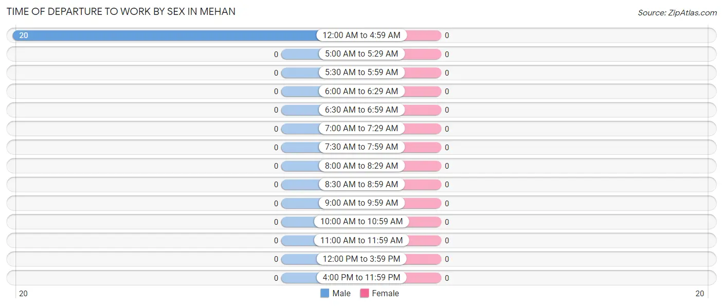 Time of Departure to Work by Sex in Mehan