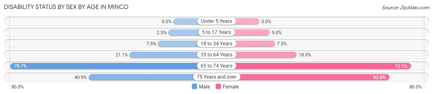 Disability Status by Sex by Age in Minco