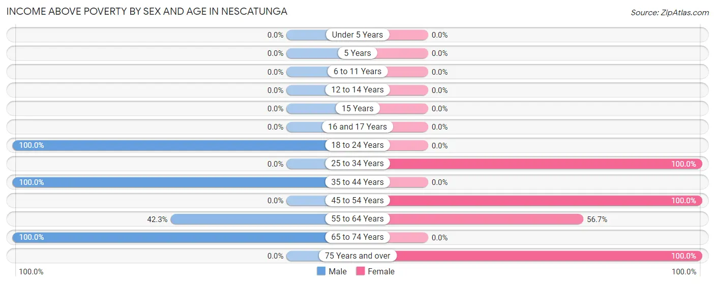 Income Above Poverty by Sex and Age in Nescatunga