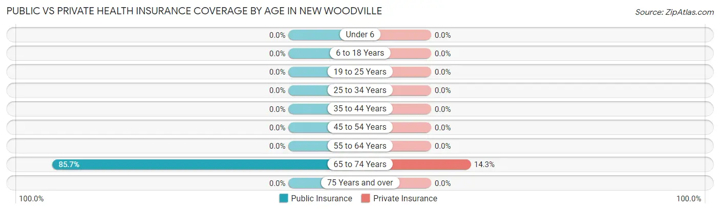 Public vs Private Health Insurance Coverage by Age in New Woodville