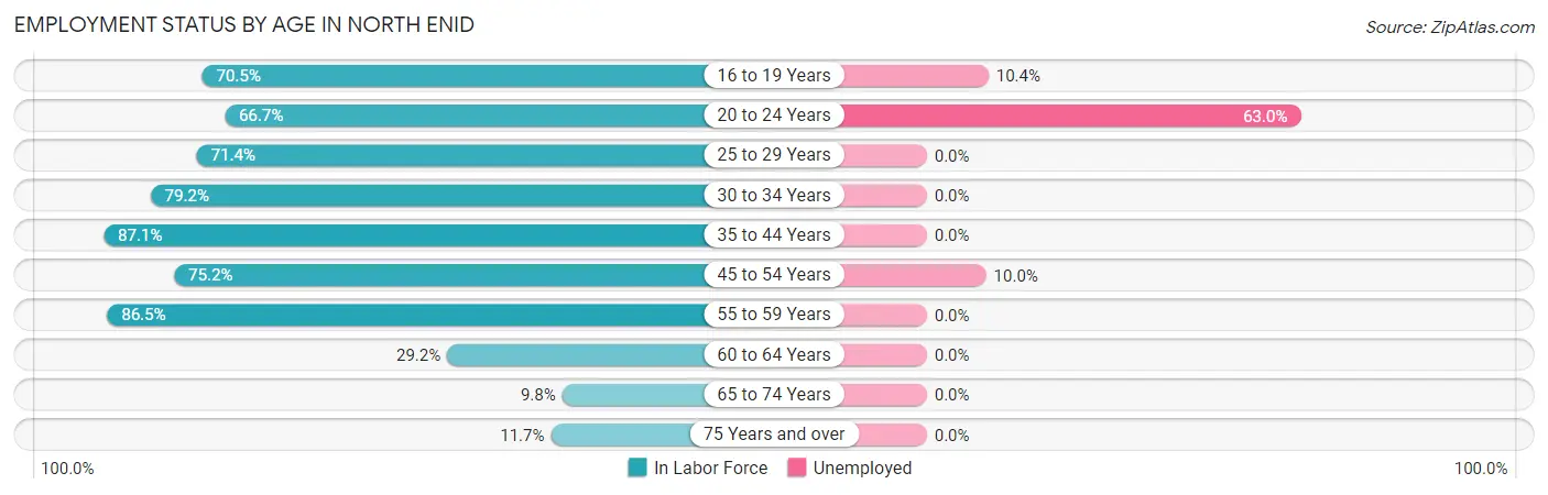 Employment Status by Age in North Enid