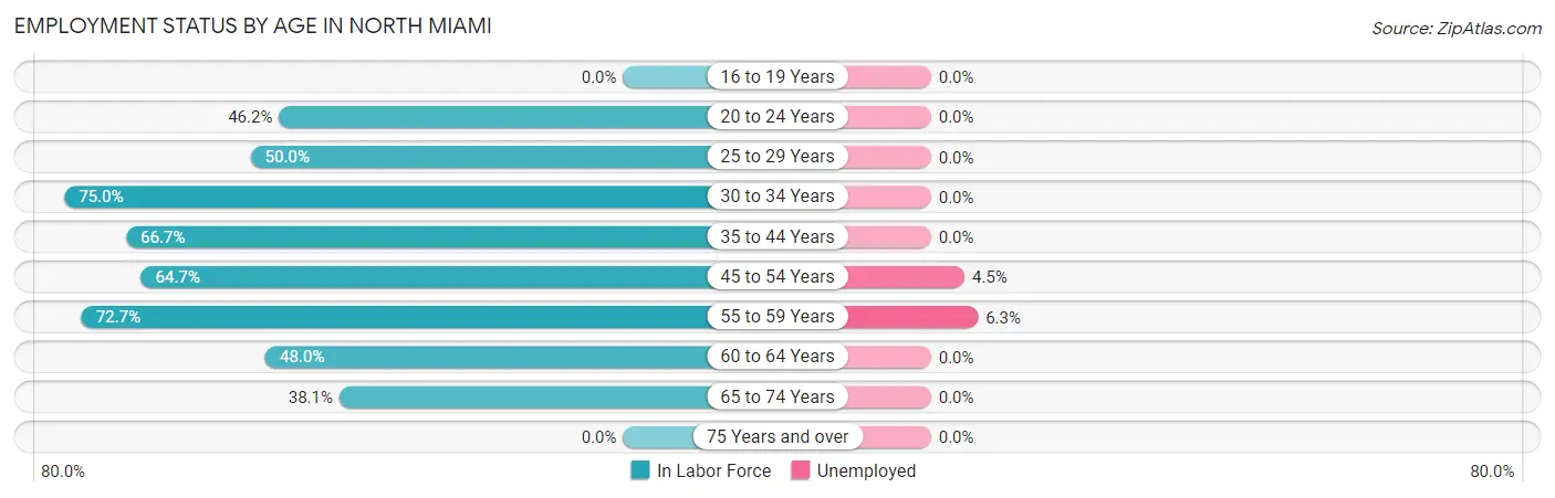 Employment Status by Age in North Miami