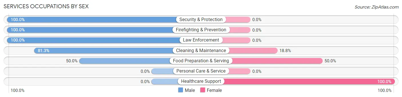 Services Occupations by Sex in North Miami