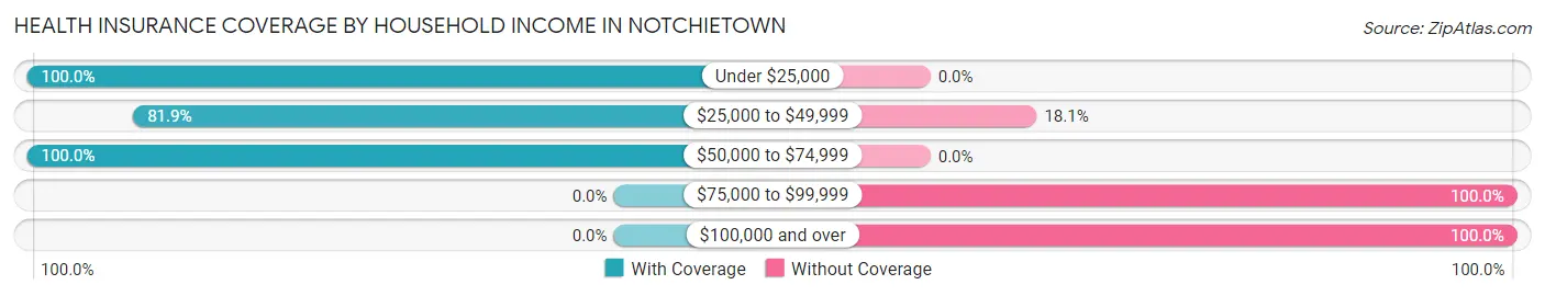 Health Insurance Coverage by Household Income in Notchietown