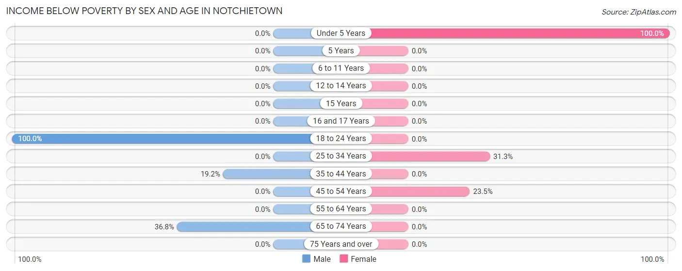 Income Below Poverty by Sex and Age in Notchietown