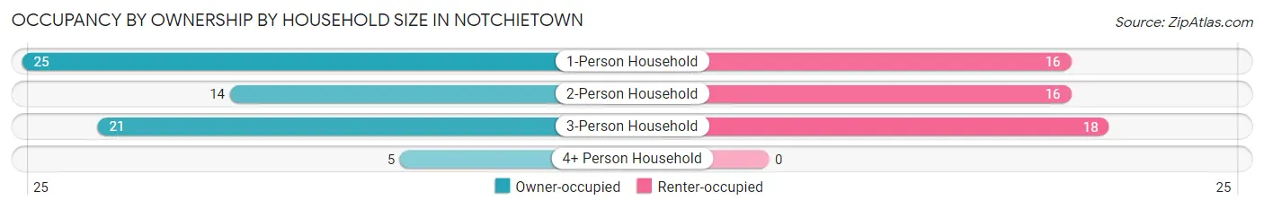 Occupancy by Ownership by Household Size in Notchietown