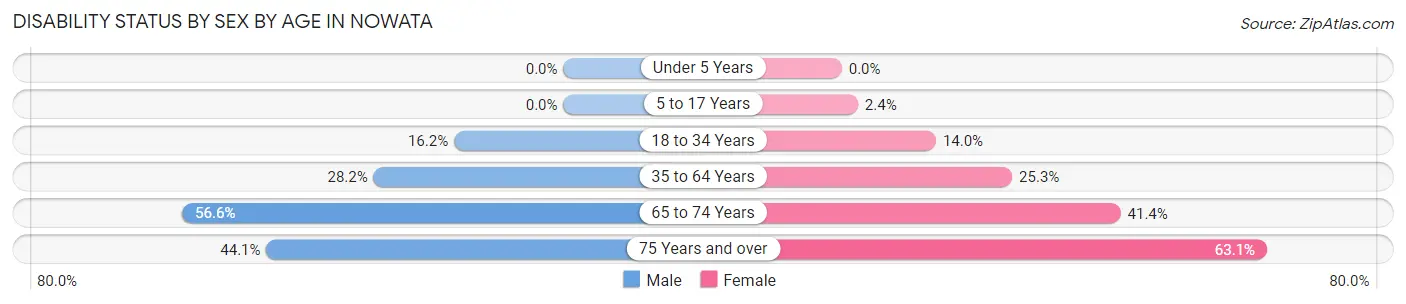 Disability Status by Sex by Age in Nowata