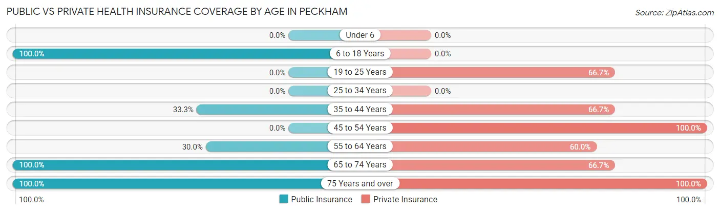 Public vs Private Health Insurance Coverage by Age in Peckham