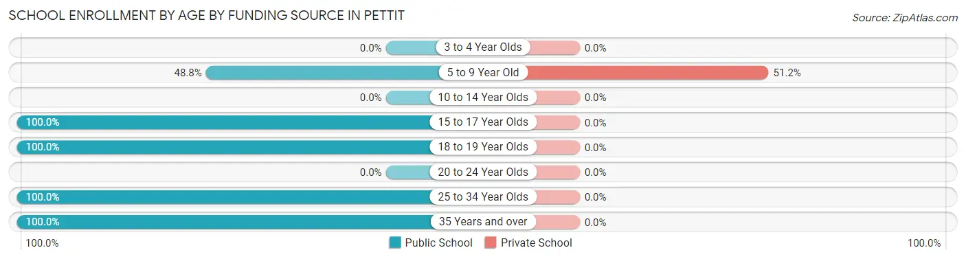 School Enrollment by Age by Funding Source in Pettit