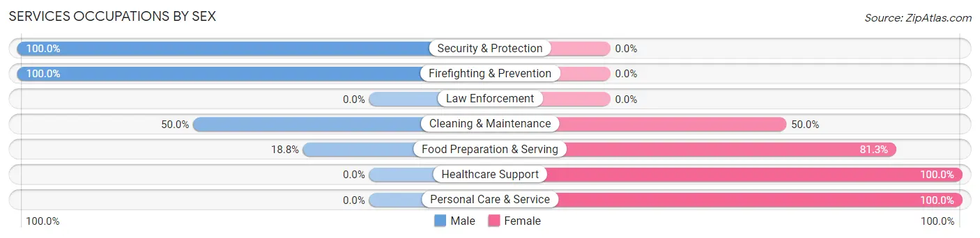 Services Occupations by Sex in Quinton