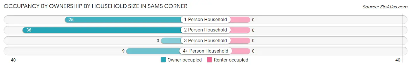 Occupancy by Ownership by Household Size in Sams Corner