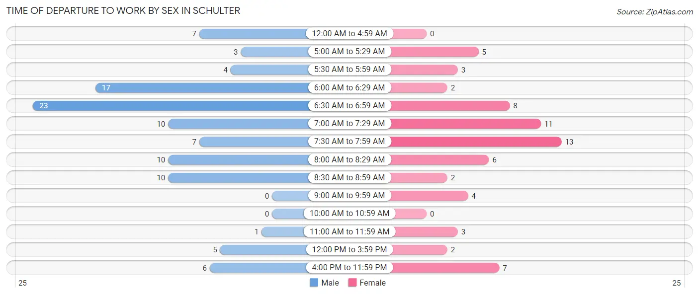 Time of Departure to Work by Sex in Schulter