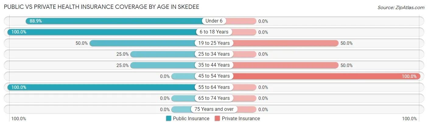 Public vs Private Health Insurance Coverage by Age in Skedee