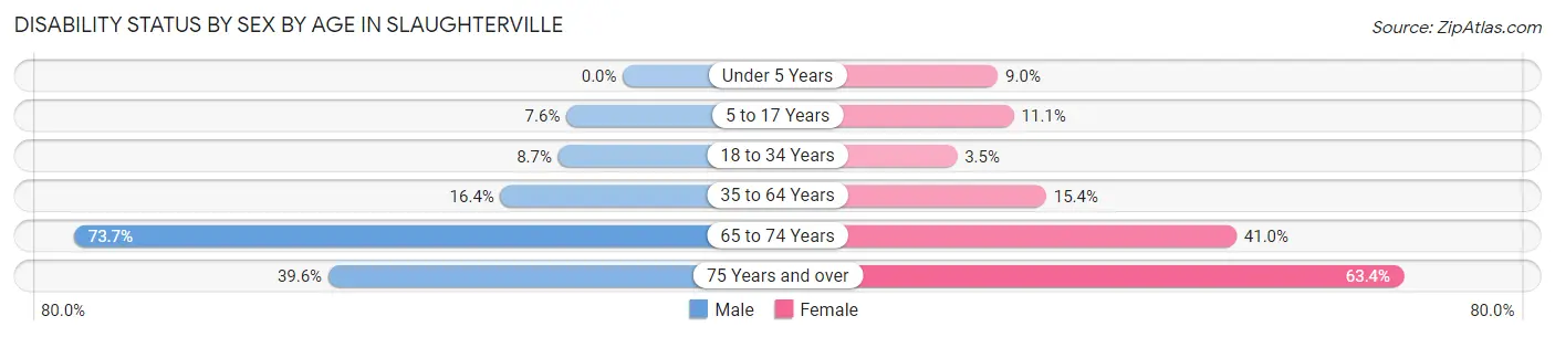 Disability Status by Sex by Age in Slaughterville