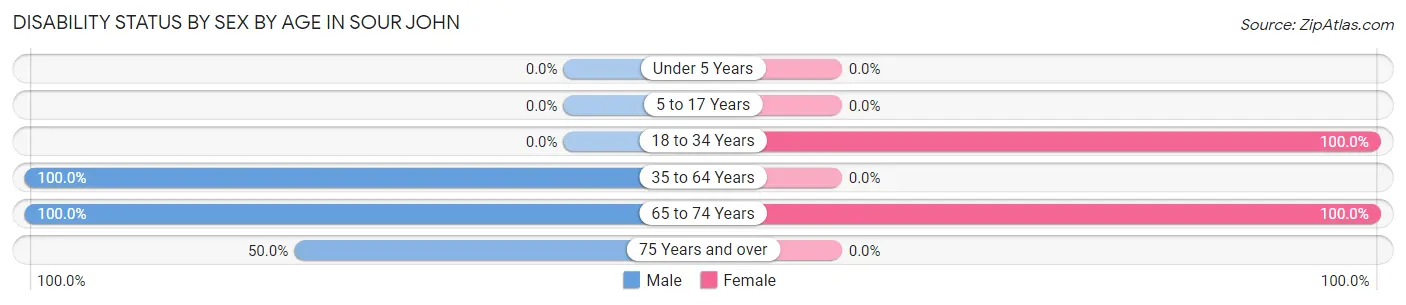 Disability Status by Sex by Age in Sour John