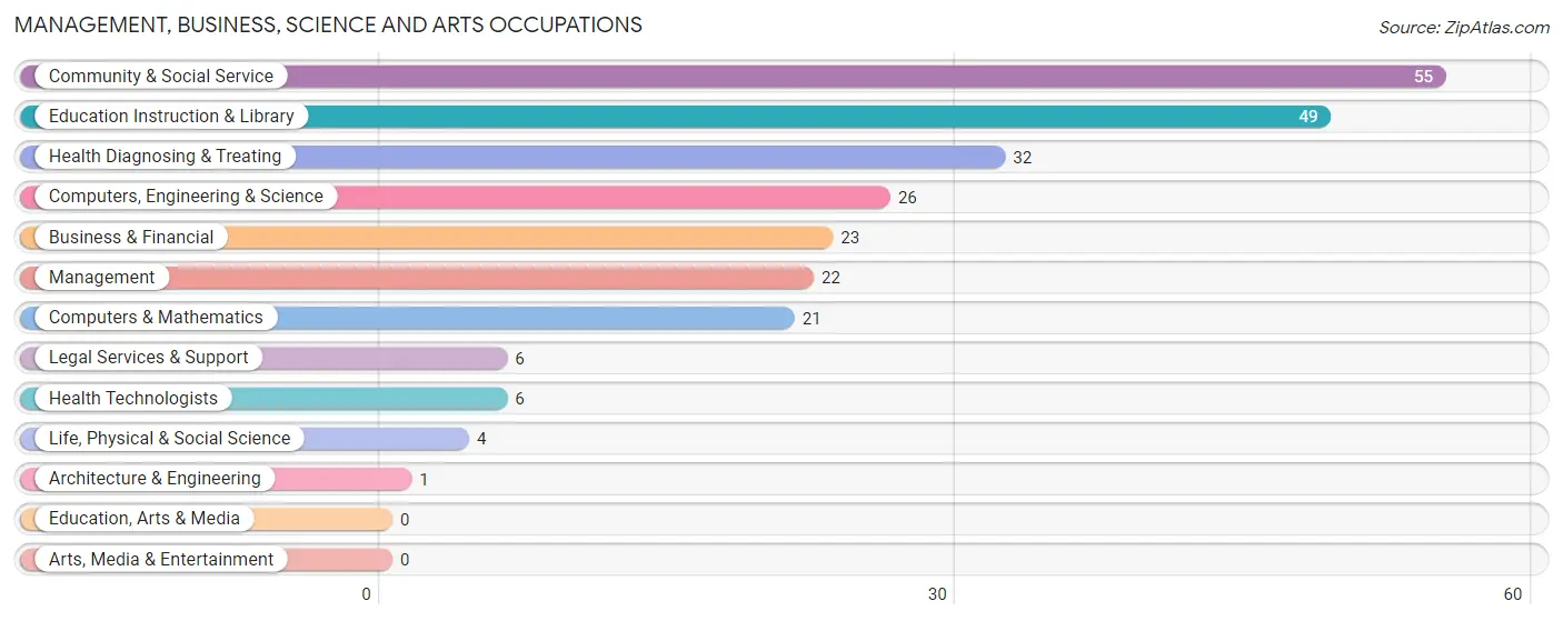 Management, Business, Science and Arts Occupations in Spiro