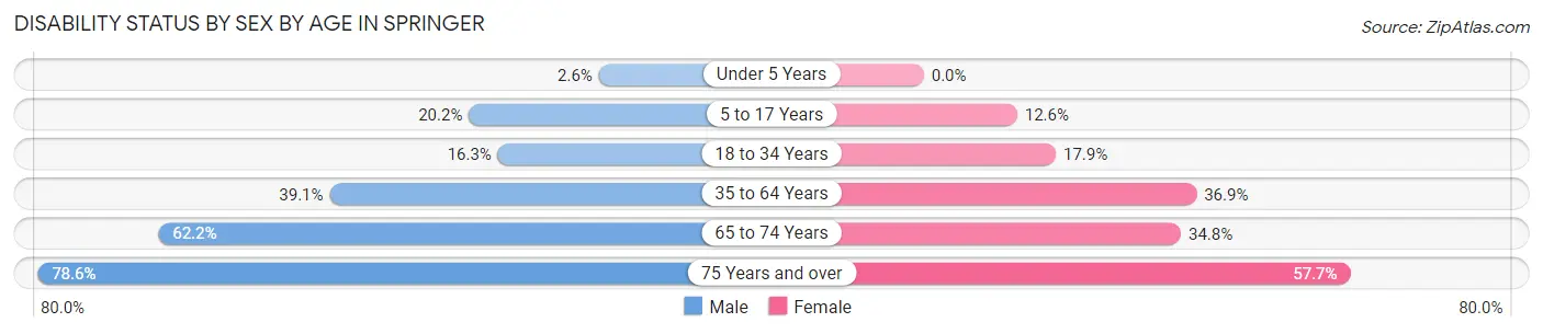 Disability Status by Sex by Age in Springer