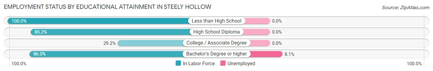 Employment Status by Educational Attainment in Steely Hollow