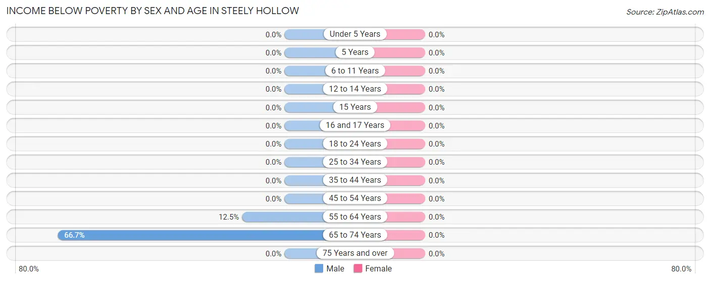 Income Below Poverty by Sex and Age in Steely Hollow