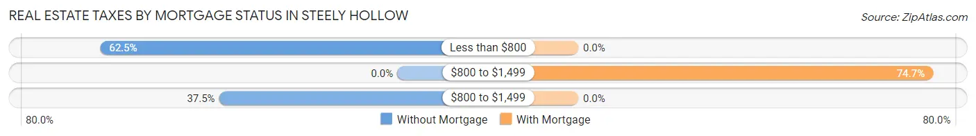 Real Estate Taxes by Mortgage Status in Steely Hollow