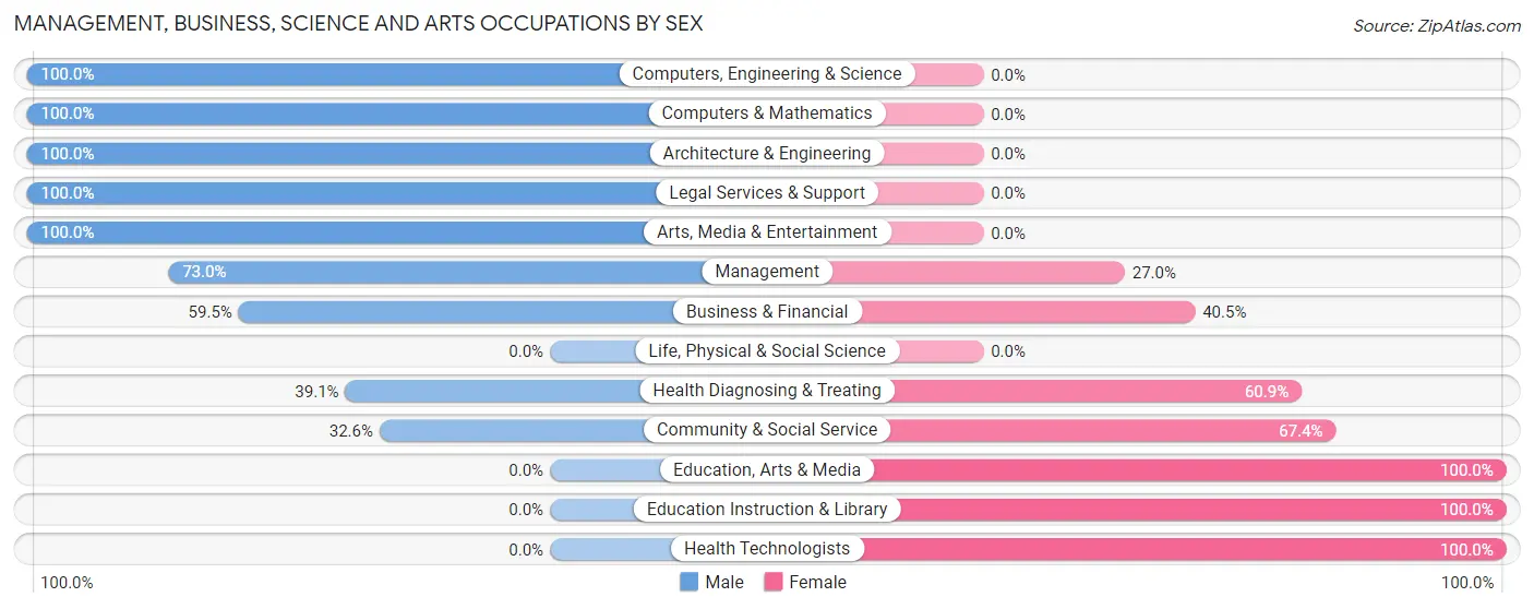 Management, Business, Science and Arts Occupations by Sex in Sulphur