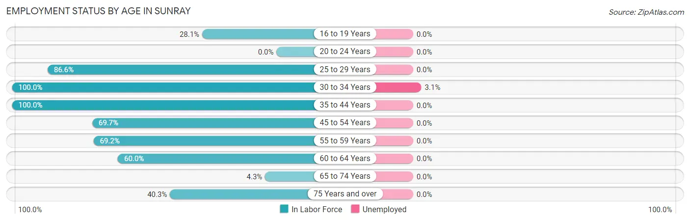 Employment Status by Age in Sunray