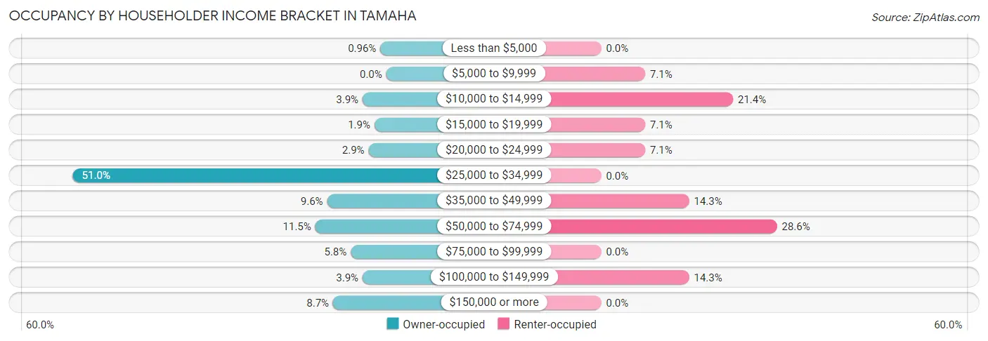 Occupancy by Householder Income Bracket in Tamaha