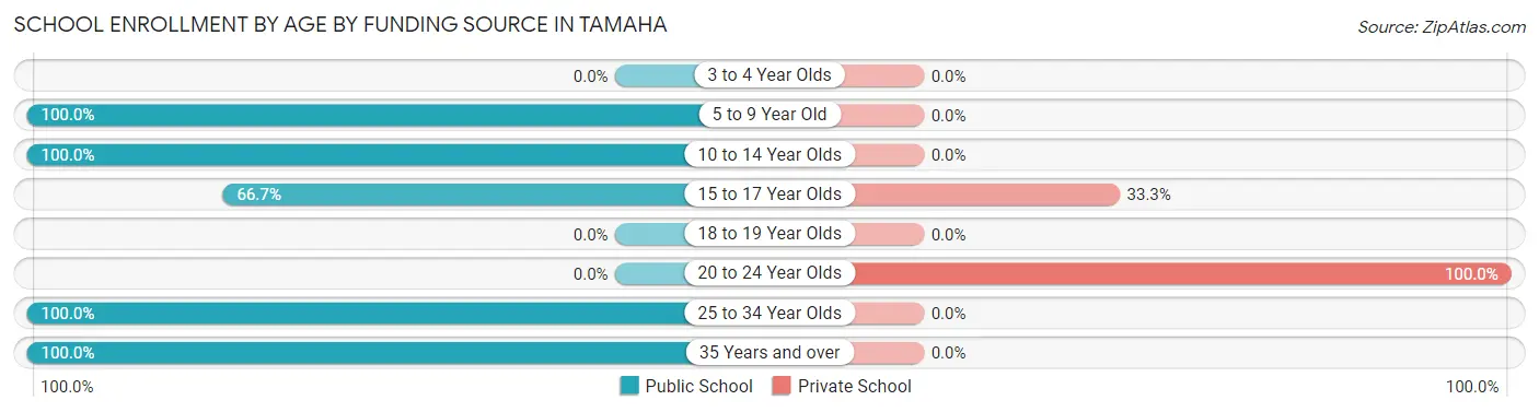 School Enrollment by Age by Funding Source in Tamaha