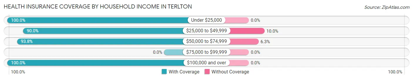 Health Insurance Coverage by Household Income in Terlton