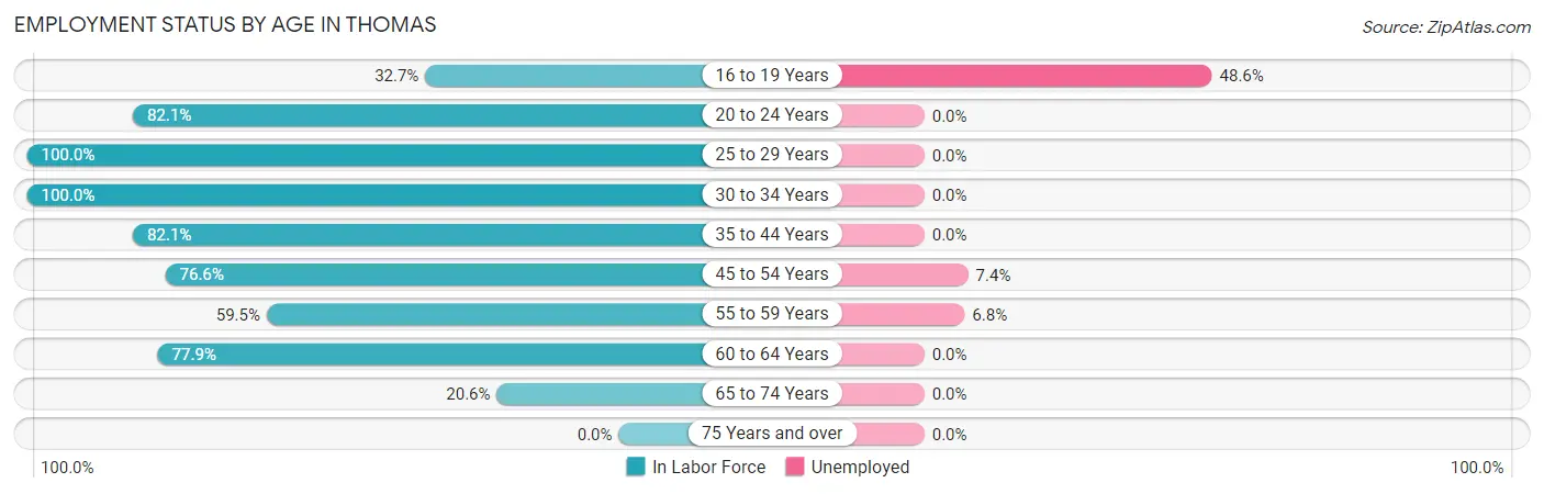 Employment Status by Age in Thomas