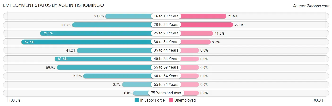 Employment Status by Age in Tishomingo