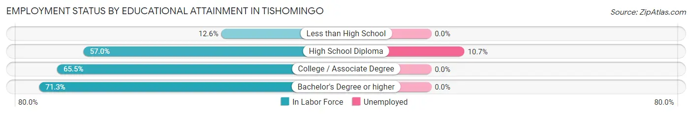 Employment Status by Educational Attainment in Tishomingo