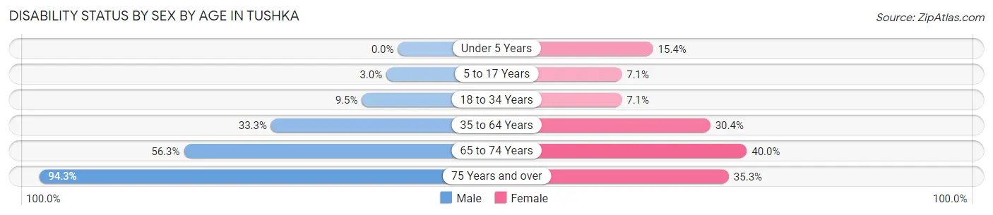 Disability Status by Sex by Age in Tushka