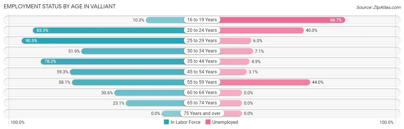 Employment Status by Age in Valliant
