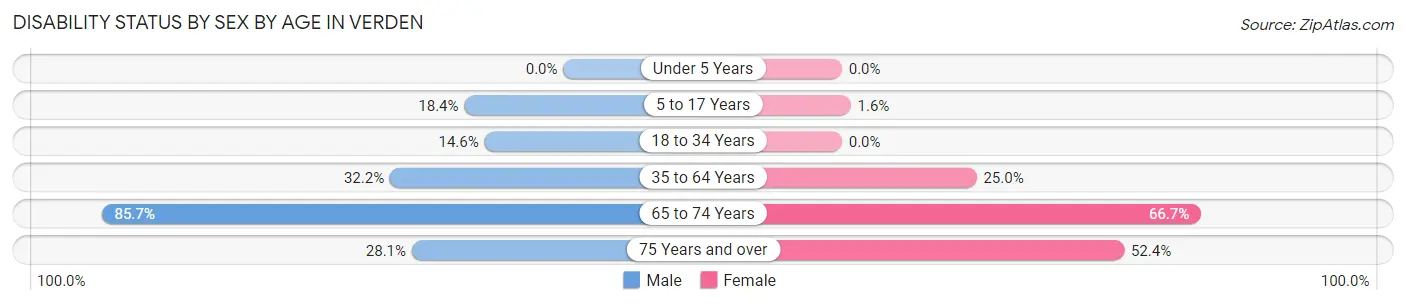 Disability Status by Sex by Age in Verden