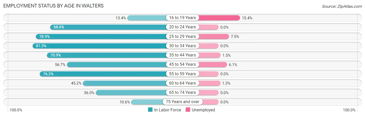 Employment Status by Age in Walters