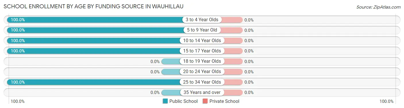 School Enrollment by Age by Funding Source in Wauhillau