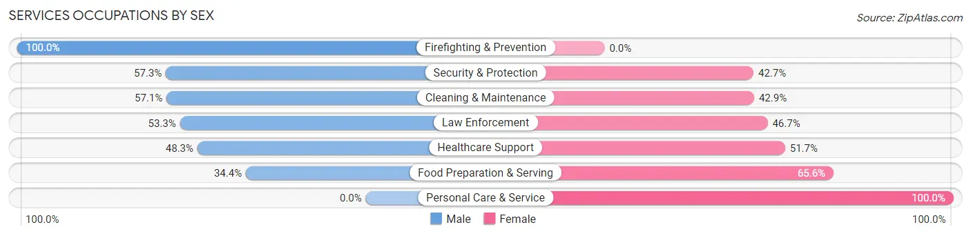 Services Occupations by Sex in Woodward