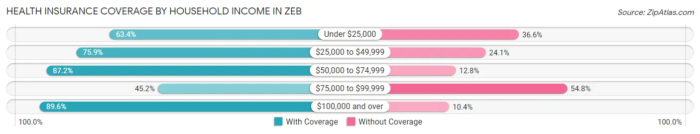 Health Insurance Coverage by Household Income in Zeb