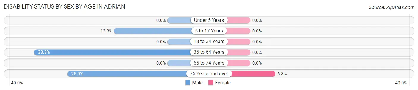 Disability Status by Sex by Age in Adrian