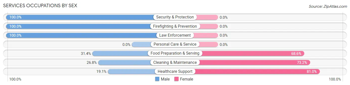 Services Occupations by Sex in Aumsville
