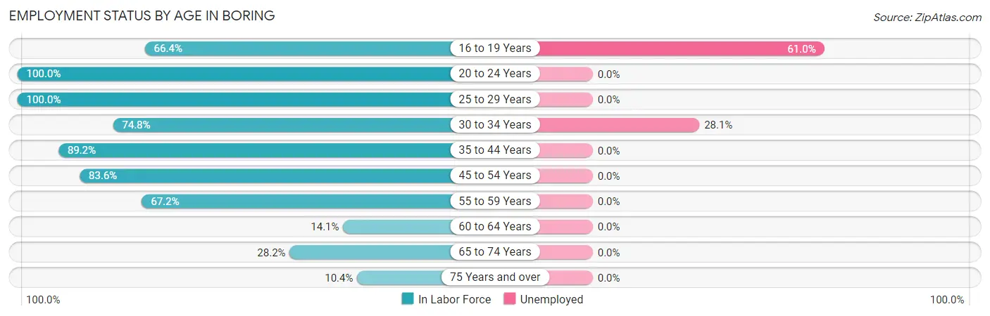 Employment Status by Age in Boring