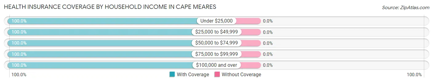 Health Insurance Coverage by Household Income in Cape Meares